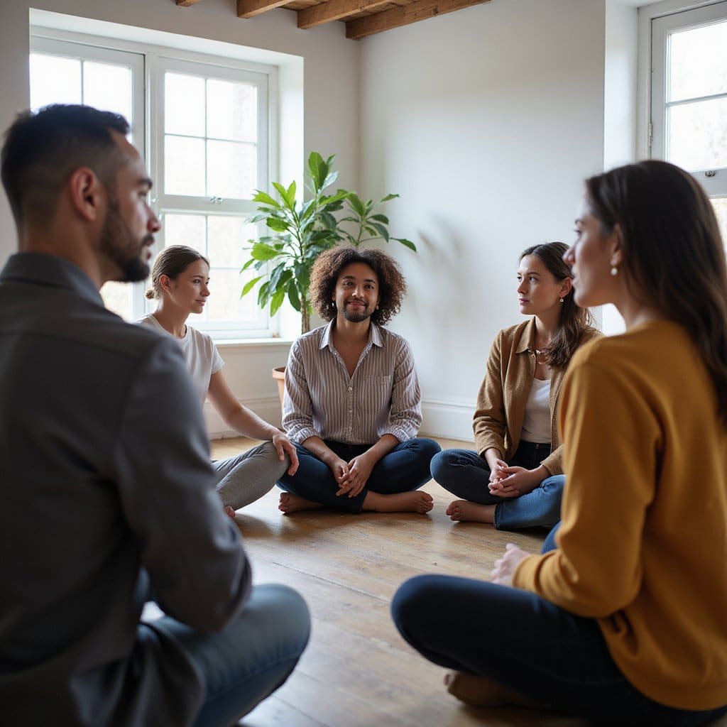 Group therapy happening for Mental Health Services in San Bernardino County