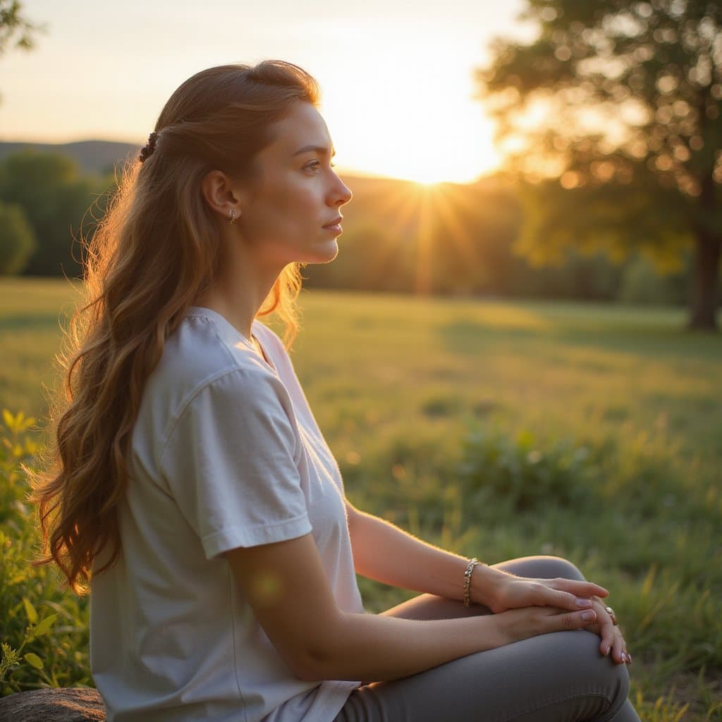 Woman sitting in a park feeling relaxed and thinking about Mental Health Services in Santa Clara County